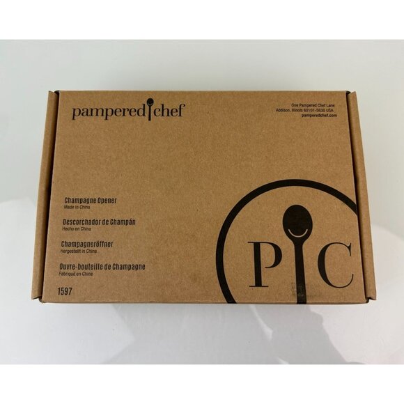 Pampered Chef Champagne Opener Kitchen Bar Tool 1597 Black Silver Tone Orig. Box - Picture 3 of 11